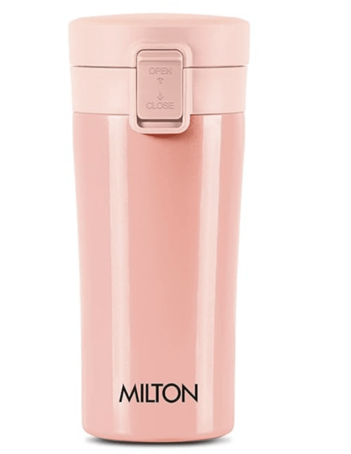 Milton Coffee Mug Thermosteel Hot or Cold Insulated Flask for Soup, Water, 350 ml, Peach | Leak Proof | Rust Proof | Tea Mug | Juice Mug | Easy Grip | Easy to Carry